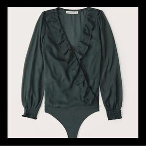 Abercrombie & Fitch Long-Sleeve Ruffle Chiffon Bodysuit Size Medium